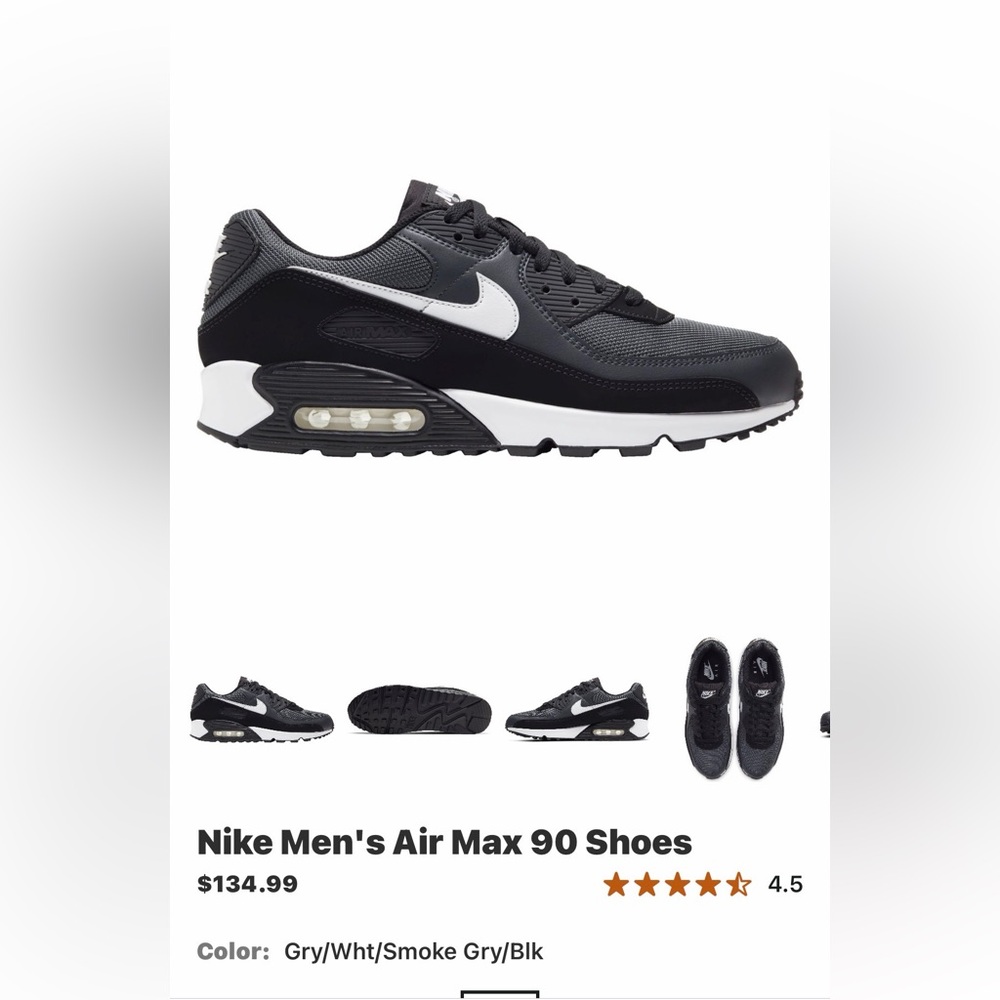 Nike Men's Black and White Air Max Sneakers